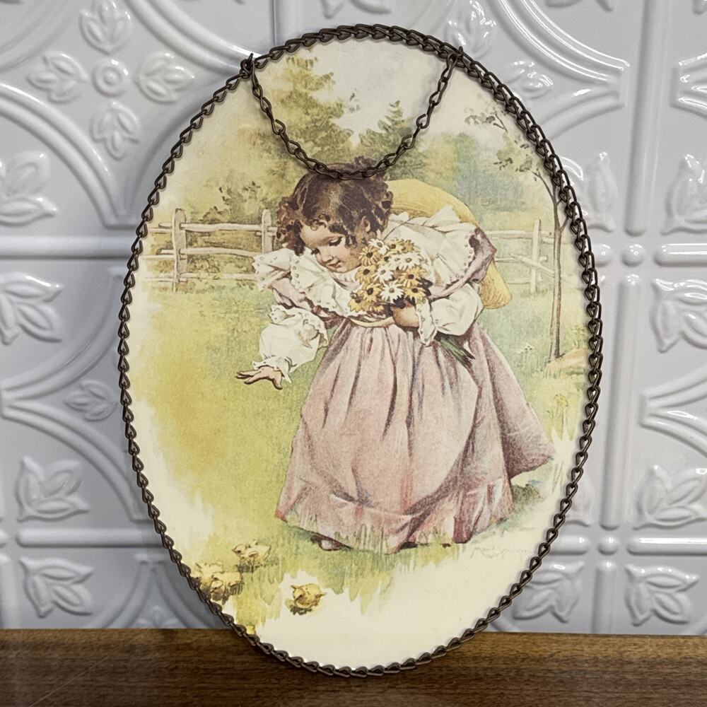Maud Humphrey Bogart “ A Day In The Country” Oval Filigree Frame Flue Cover